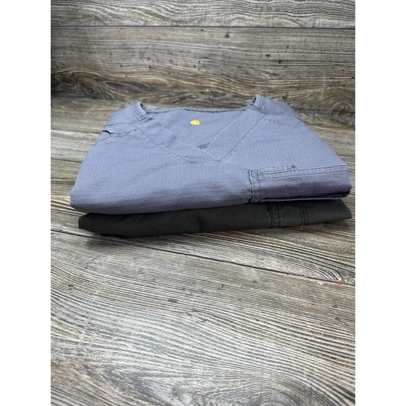 Set of Carhartt Women’s Size Medium Grey V-Neck Stretch Scrubs Pullover Top‎ - Picture 5 of 16